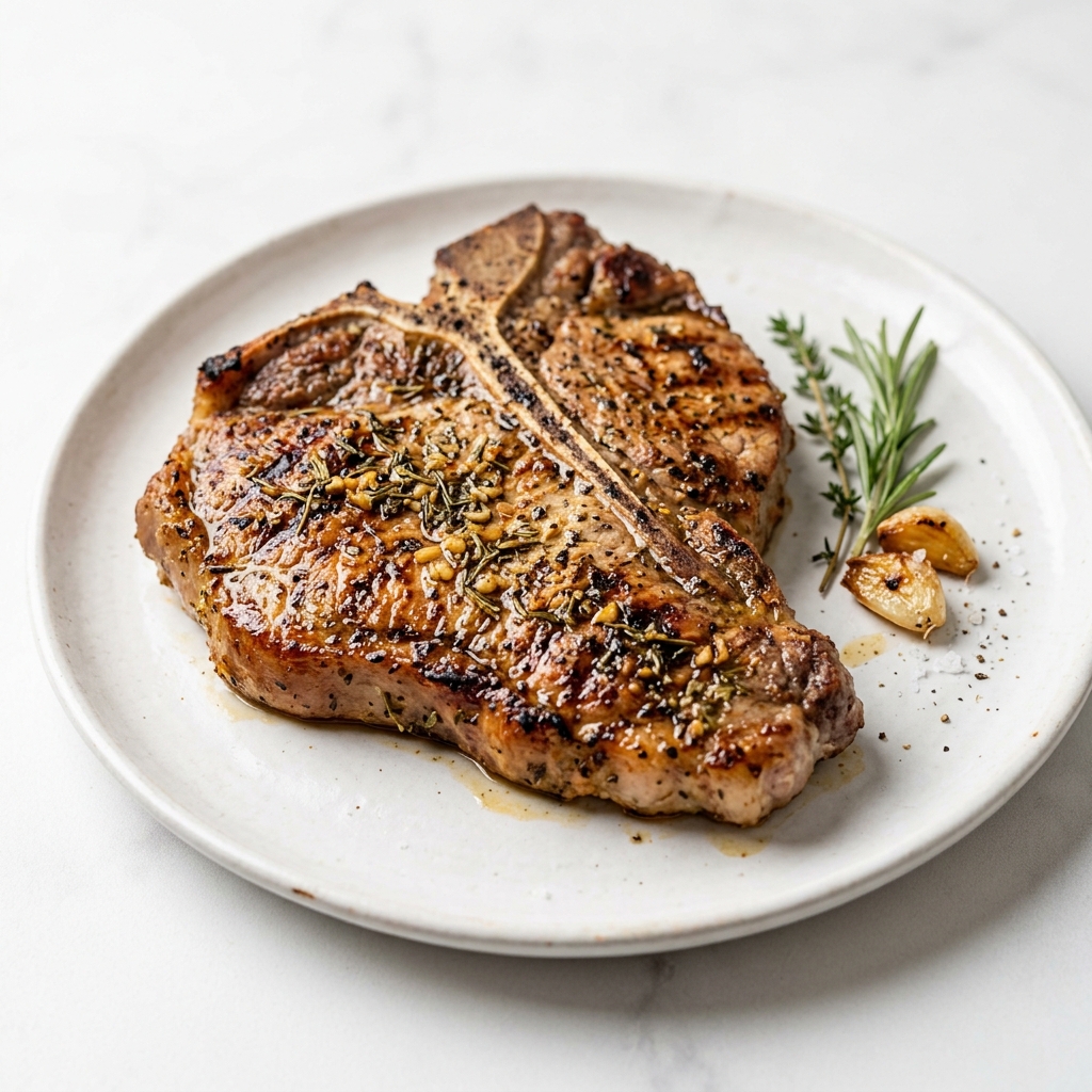 T-Bone de Cerdo con Costra de Especias y Hierbas